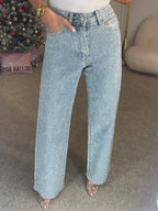 Women’s High Waist Straight Leg Jeans with Diamanté Detail 3