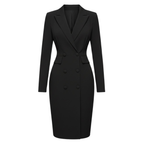 Women’s Knee-Length Blazer Dress with Lapel Collar and Button Closure 0