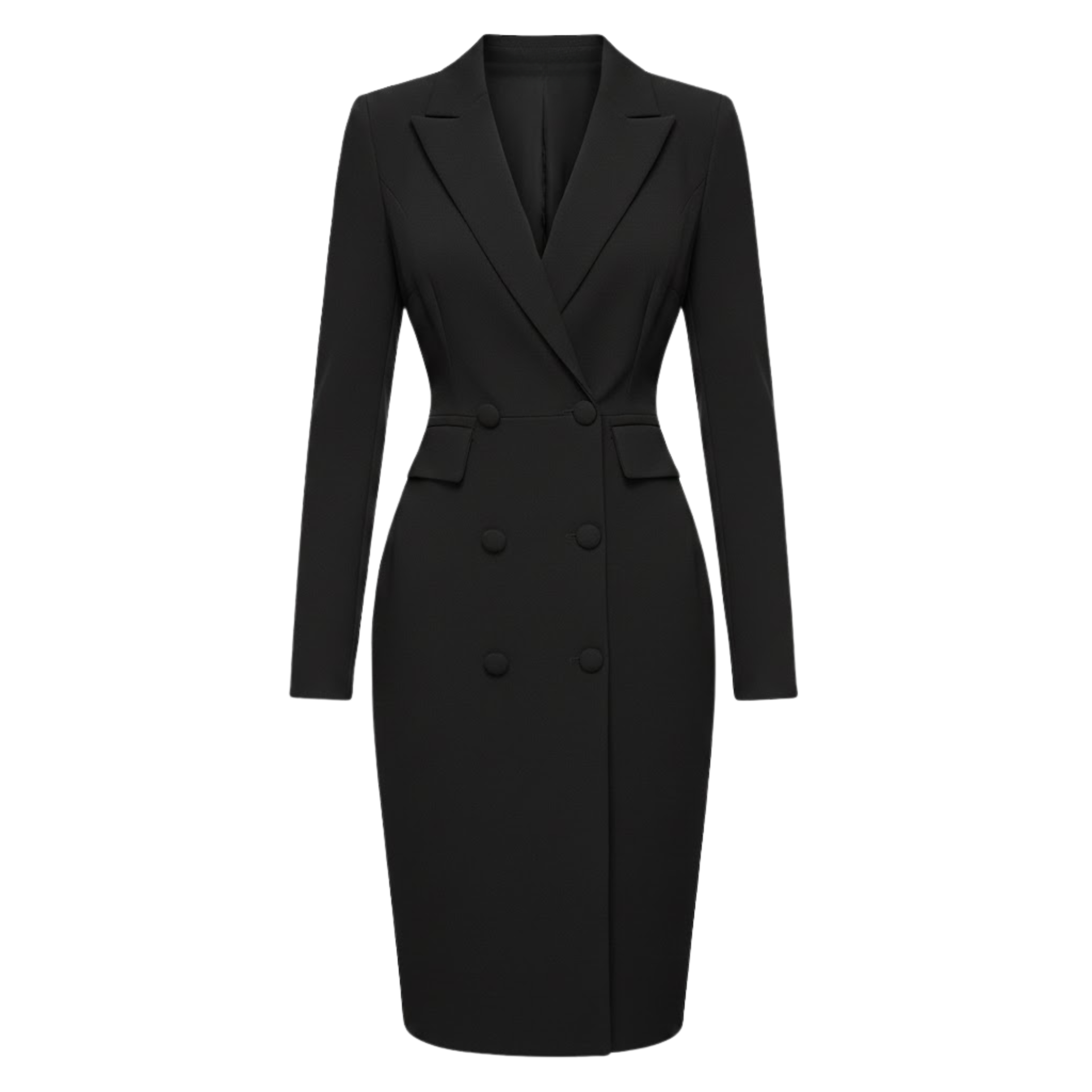 Women’s Knee-Length Blazer Dress with Lapel Collar and Button Closure 0