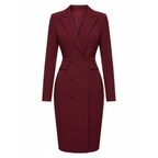 Women’s Knee-Length Blazer Dress with Lapel Collar and Button Closure 4