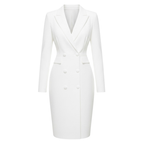 Women’s Knee-Length Blazer Dress with Lapel Collar and Button Closure 5