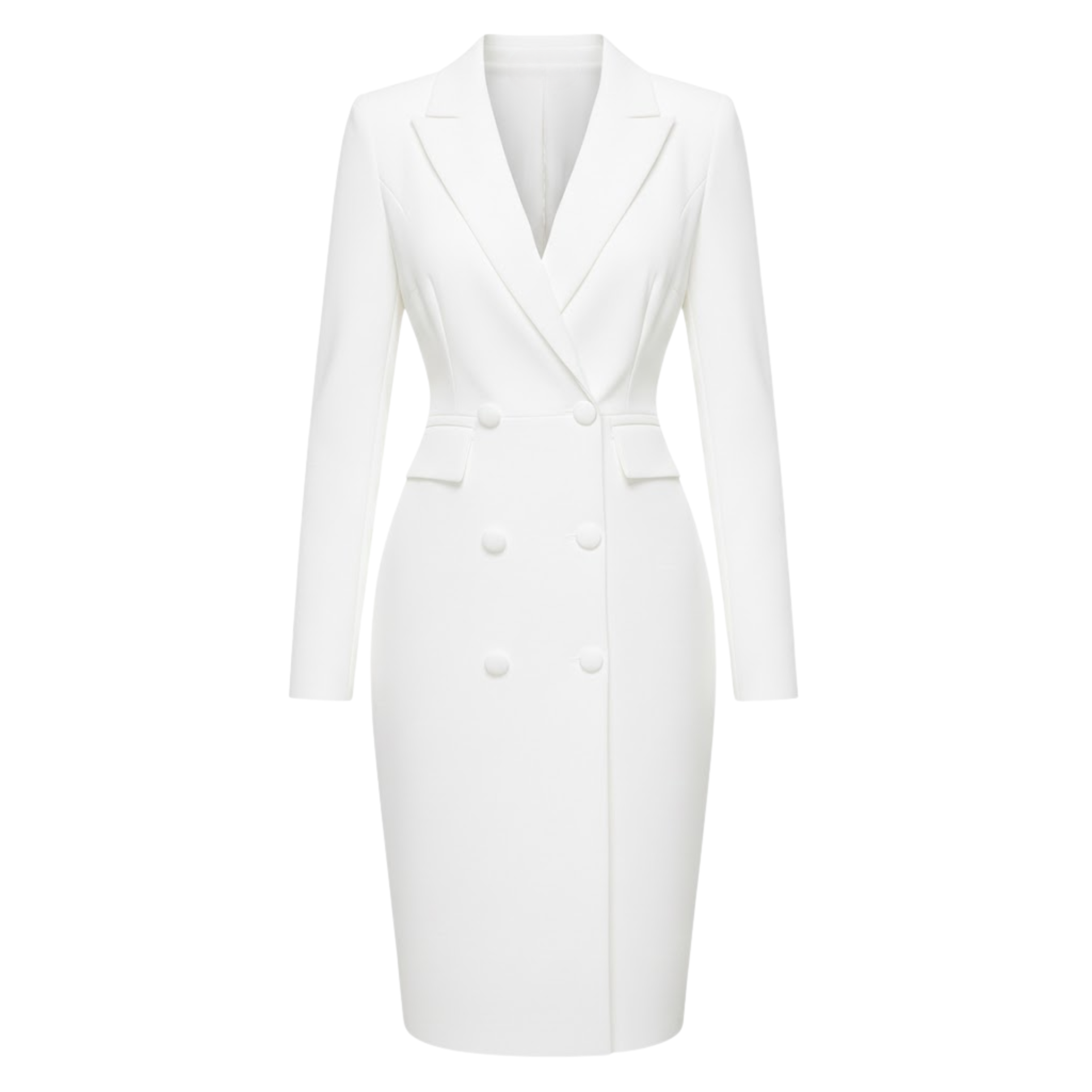 Women’s Knee-Length Blazer Dress with Lapel Collar and Button Closure 5