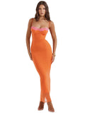 Women’s Lace Trim Bodycon Maxi Dress with Adjustable Spaghetti Straps 0