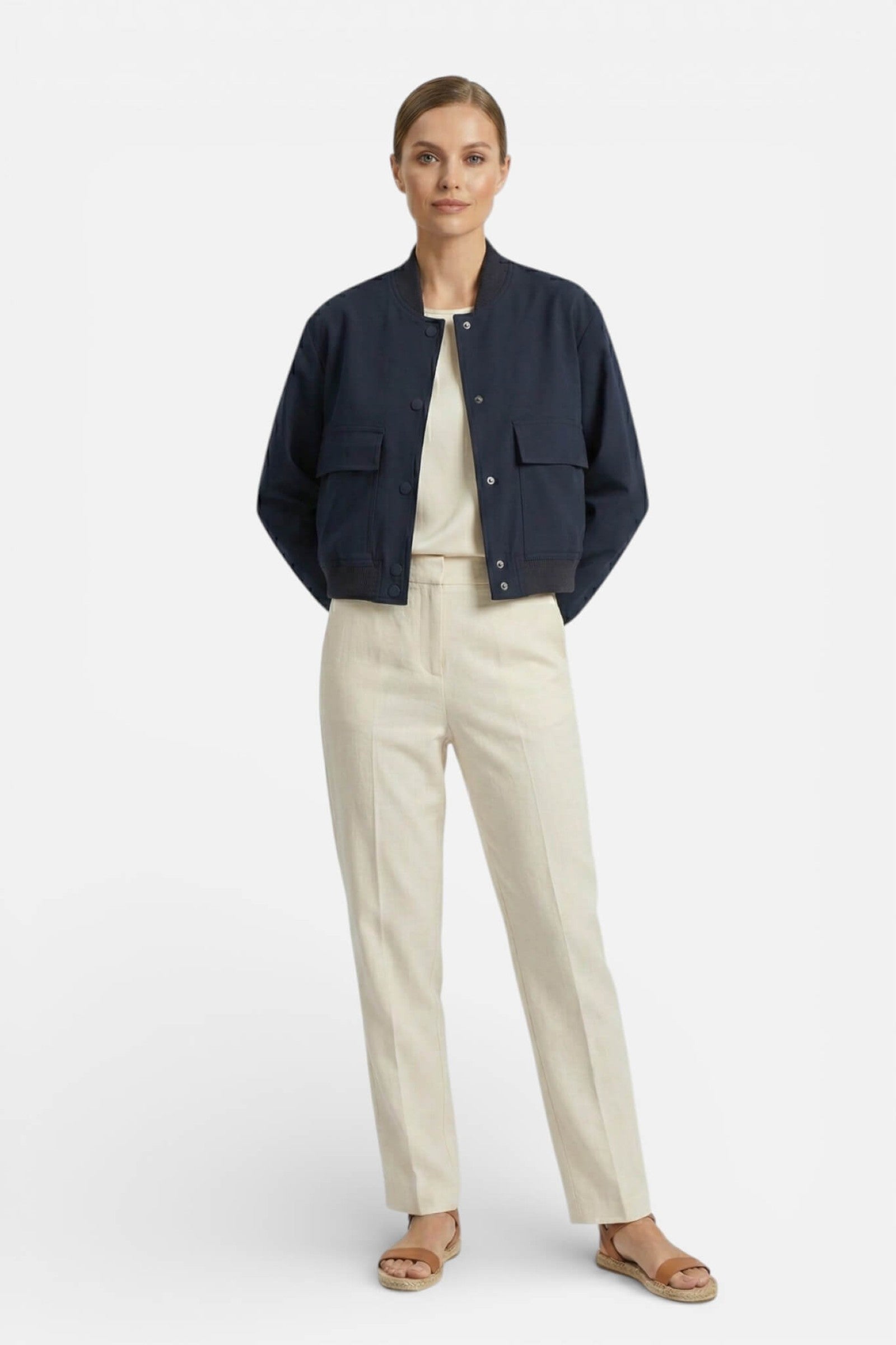 Women’s Lightweight Bomber Jacket in Polyester with Classic Silhouette 8