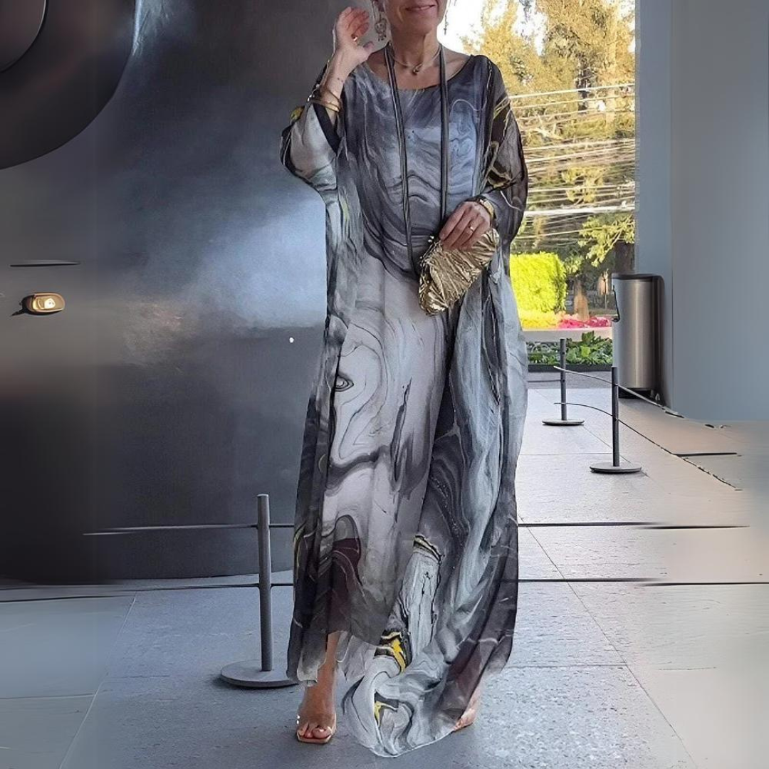 Women’s Lightweight Printed Kaftan Dress with Sheer Finish 1