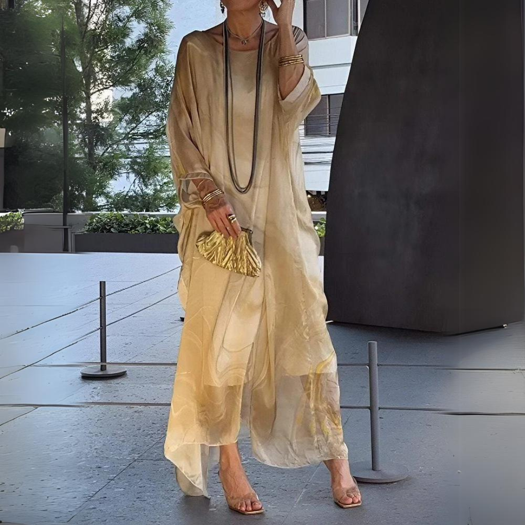 Women’s Lightweight Printed Kaftan Dress with Sheer Finish 4