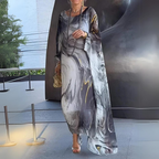 Women’s Lightweight Printed Kaftan Dress with Sheer Finish 7