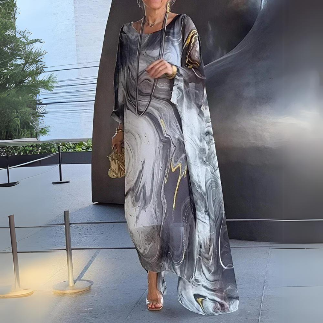 Women’s Lightweight Printed Kaftan Dress with Sheer Finish 7