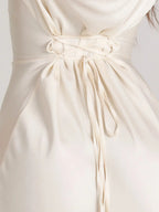 Women’s Long Sleeve Maxi Dress in Ivory Satin 7
