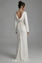 Women’s Long Sleeve Maxi Dress with Clean Neckline and Flowing Drape 2