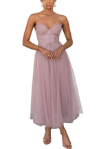 Women’s Midi Dress with Corset Bodice and Tulle Skirt for Summer Events 1