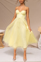 Women’s Midi Dress with Corset Bodice and Tulle Skirt for Summer Events 11