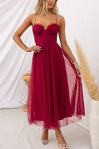 Women’s Midi Dress with Corset Bodice and Tulle Skirt for Summer Events 12