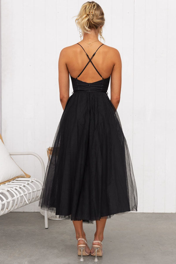 Women’s Midi Dress with Corset Bodice and Tulle Skirt for Summer Events 6