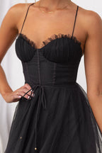 Women’s Midi Dress with Corset Bodice and Tulle Skirt for Summer Events 8