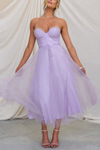 Women’s Midi Dress with Corset Bodice and Tulle Skirt for Summer Events 9