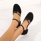 Women’s Modern Dance Shoes with Adjustable Ankle Strap and Non-Slip Outsole - Black 1