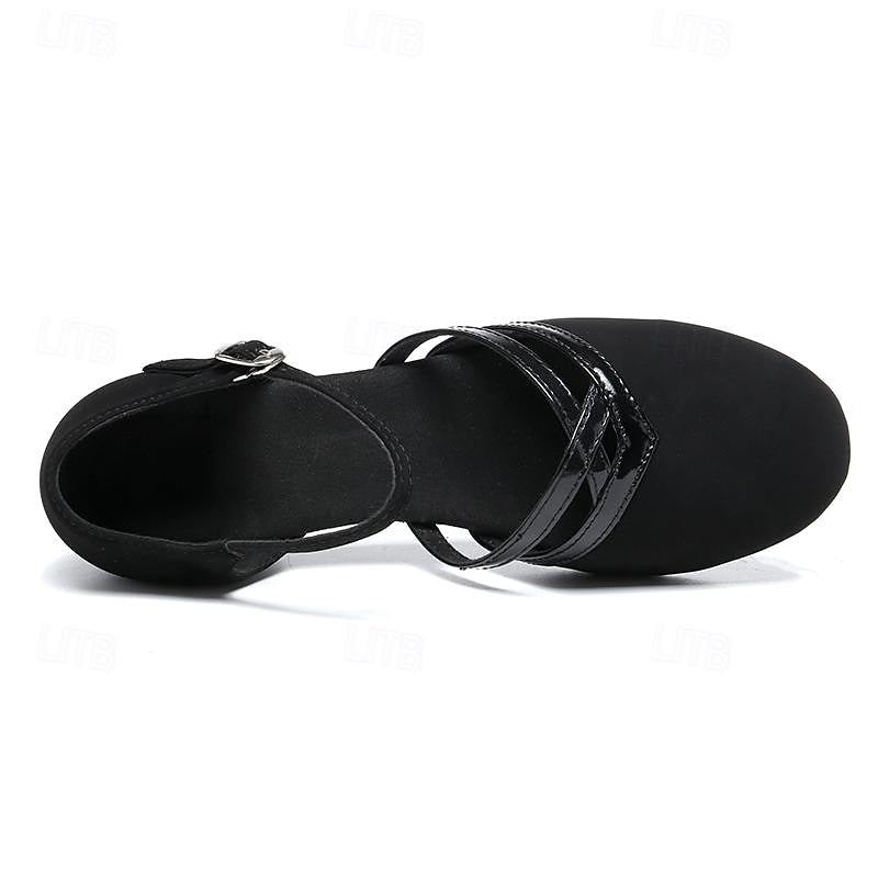 Women’s Modern Dance Shoes with Adjustable Ankle Strap and Non-Slip Outsole - Black 5