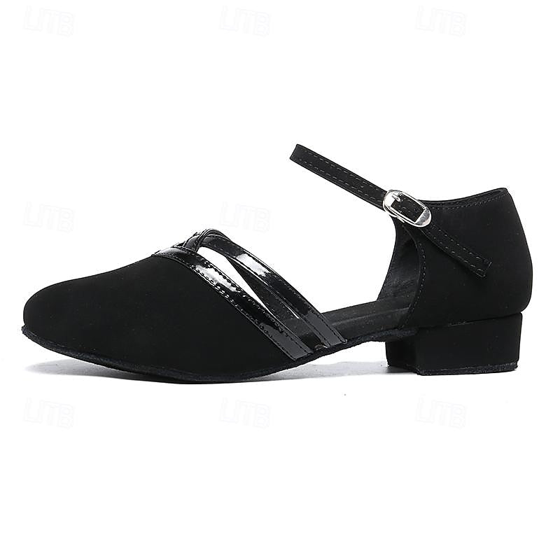 Women’s Modern Dance Shoes with Adjustable Ankle Strap and Non-Slip Outsole - Black 6