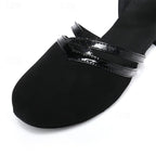Women’s Modern Dance Shoes with Adjustable Ankle Strap and Non-Slip Outsole - Black 7