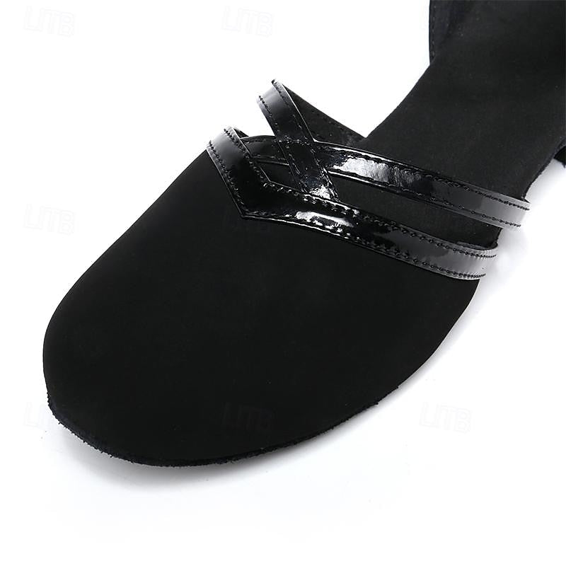 Women’s Modern Dance Shoes with Adjustable Ankle Strap and Non-Slip Outsole - Black 7