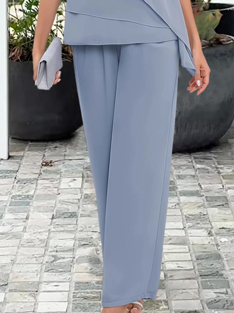 Women’s Navy Loungewear Set with Loose Overlay Top and Straight-Leg Trousers 5