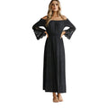 Women’s Off Shoulder Maxi Dress with Lace Detailing and Bell Sleeves 0