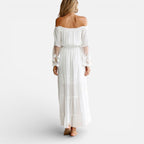 Women’s Off Shoulder Maxi Dress with Lace Detailing and Bell Sleeves 4