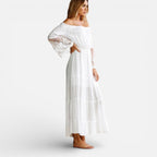 Women’s Off Shoulder Maxi Dress with Lace Detailing and Bell Sleeves 5