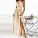 Women’s One-Shoulder Maxi Dress with Keyhole Neckline and Split Hem 1