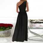 Women’s One-Shoulder Maxi Dress with Keyhole Neckline and Split Hem 3