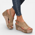 Women’s Open Toe Platform Wedge Sandals with Cushioned Sole 10