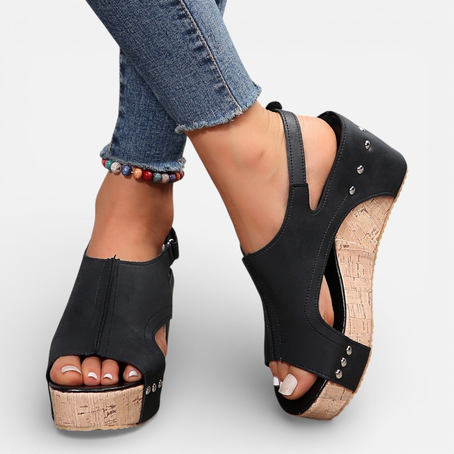Women’s Open Toe Platform Wedge Sandals with Cushioned Sole 7
