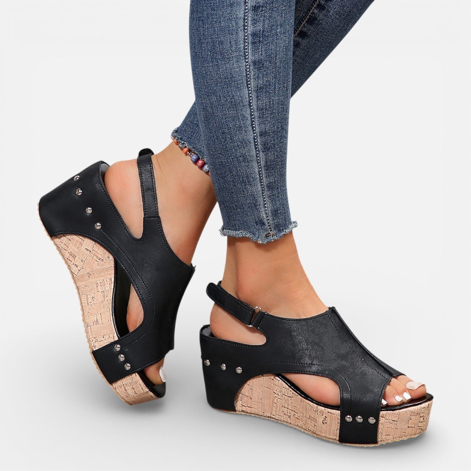 Women’s Open Toe Platform Wedge Sandals with Cushioned Sole 9