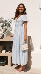 Women’s Puff Sleeve Gingham Dress with V-Neck and Button Front Closure 3
