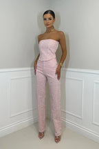 Women’s Shimmering Top with High-Waisted Jeans Set 8