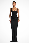 Women’s Sleeveless Bodycon Maxi Dress with Draped Waist Detail 0
