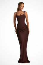 Women’s Sleeveless Bodycon Maxi Dress with Draped Waist Detail 1