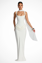 Women’s Sleeveless Bodycon Maxi Dress with Draped Waist Detail 4
