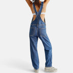 Women’s Sleeveless Denim Jumpsuit with Pockets and Belted Waist 4