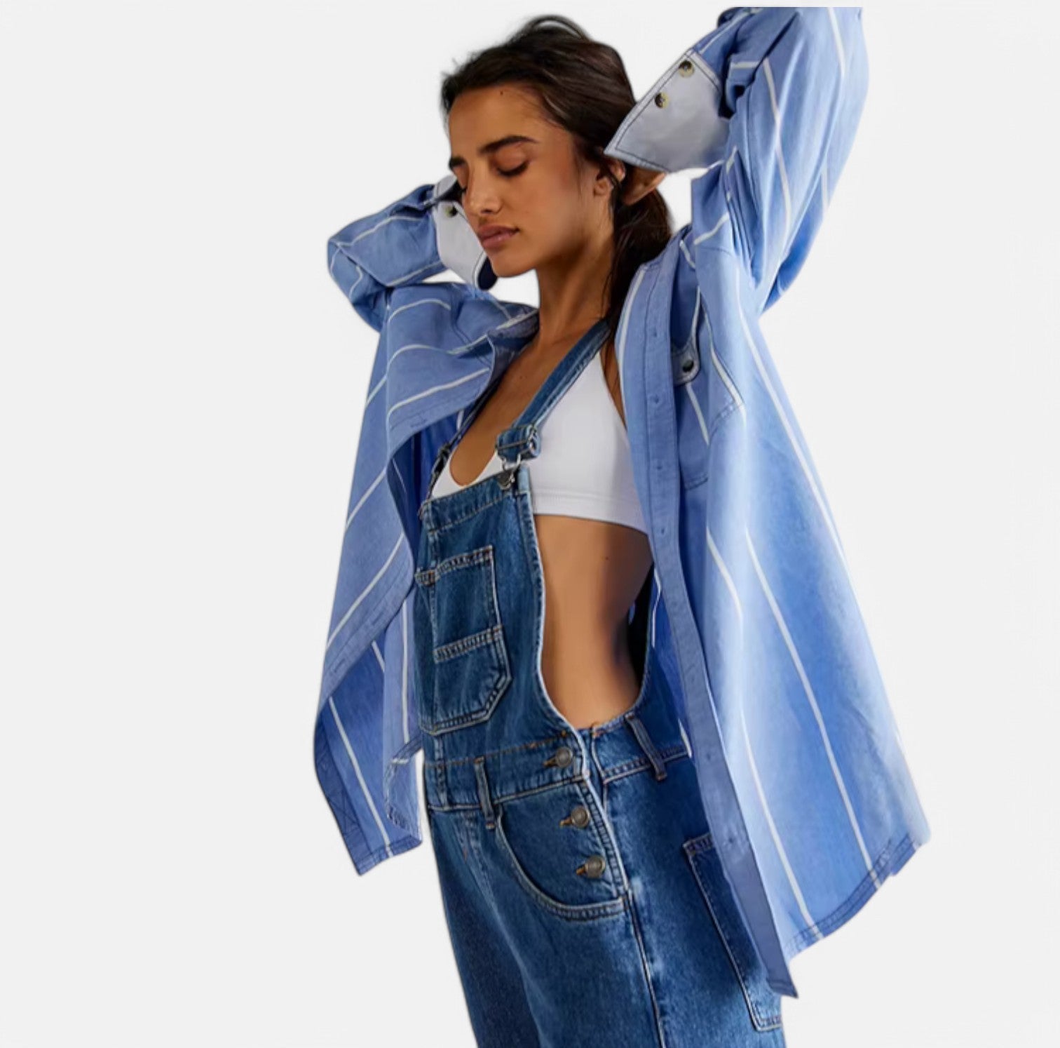 Women’s Sleeveless Denim Jumpsuit with Pockets and Belted Waist 6