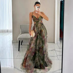Women’s Sleeveless Floral Formal Dress with Cut-out Detail for Summer 0