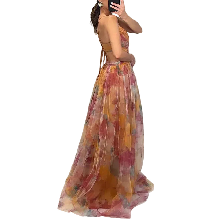 Women’s Sleeveless Floral Formal Dress with Cut-out Detail for Summer 4