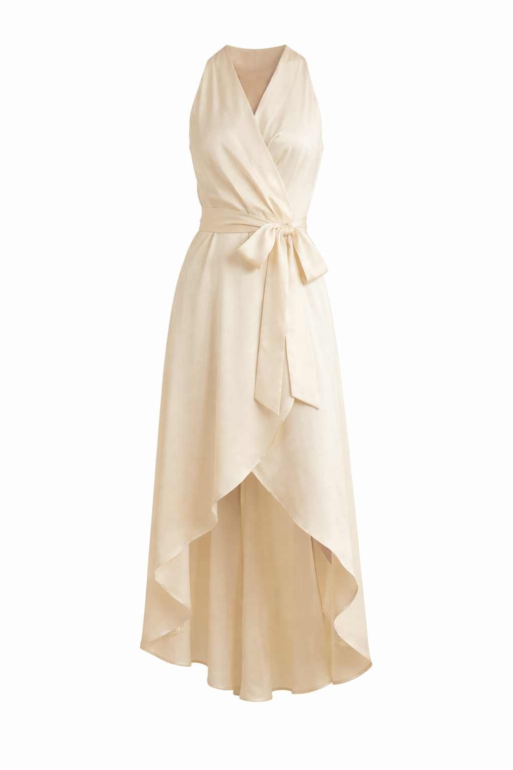 Women’s Sleeveless Maxi Dress with Wrap Front and Tie Waist 0