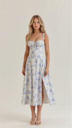 Women’s Sleeveless Midi Dress with Drawstring and Side Zipper 3