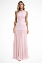 Women's Sleeveless Pleated Maxi Dress in Light Blue 0