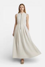 Women’s Sleeveless Pleated Maxi Dress in Lightweight Fabric 5