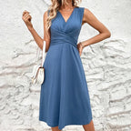 Women’s Sleeveless Summer Dress with Wrap Neckline and Ruffled Sleeves 5