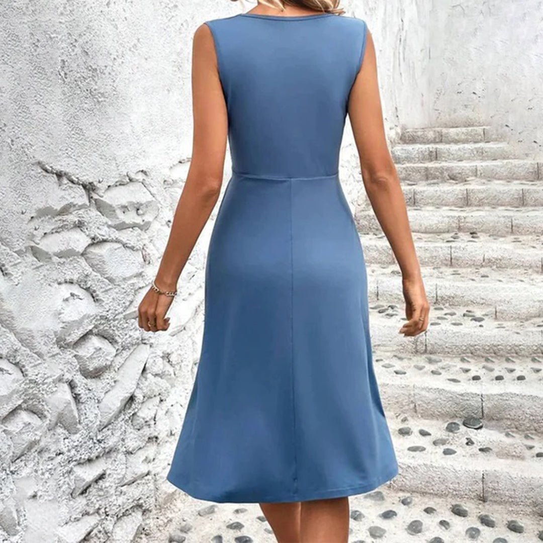Women’s Sleeveless Summer Dress with Wrap Neckline and Ruffled Sleeves 6