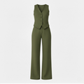 Women’s Sleeveless V-Neck Waistcoat and High Waist Wide Leg Trouser Set 0